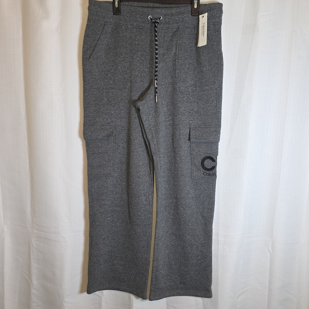 Calvin Klein Cargo Performance Sweatpants Womens XL Gray Drawstring NWT